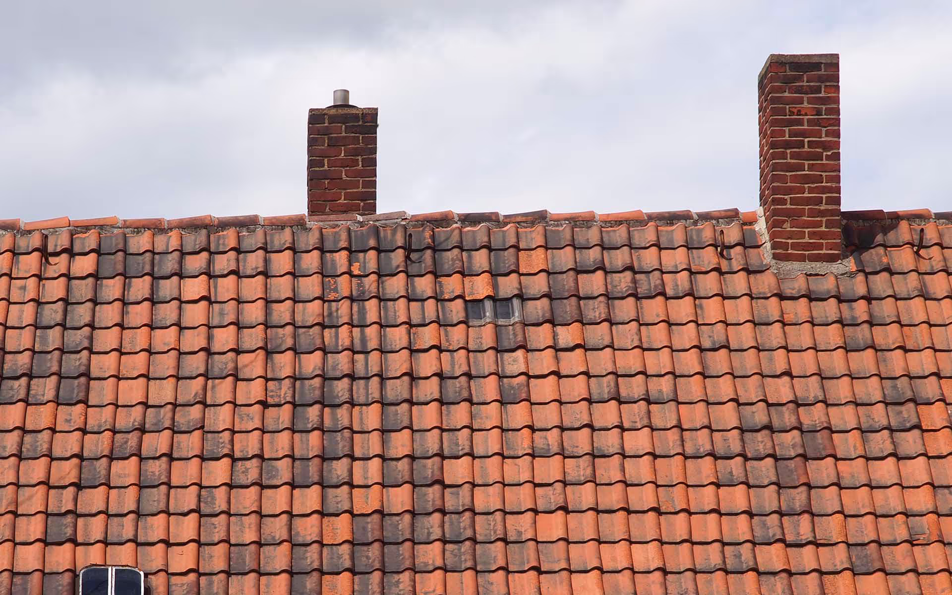 A chimney on a roof