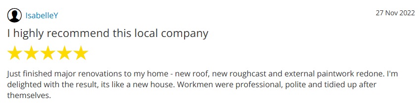 Customer review 1 for DSY Roofing & Building Contractors