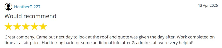 Customer review 4 for DSY Roofing & Building Contractors