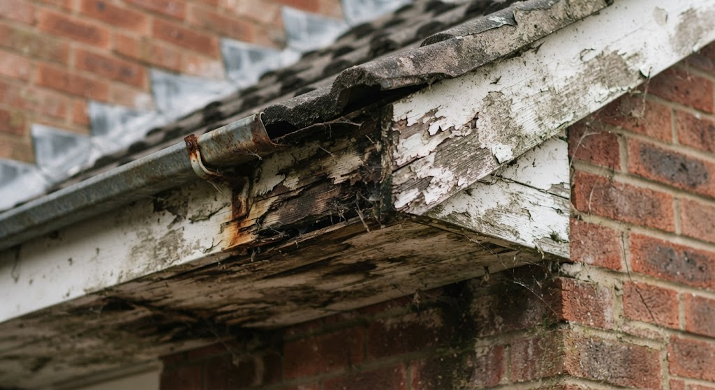 Rotten fascia and soffit boards repaired and replaced by DSY Roofing & Building Contractors